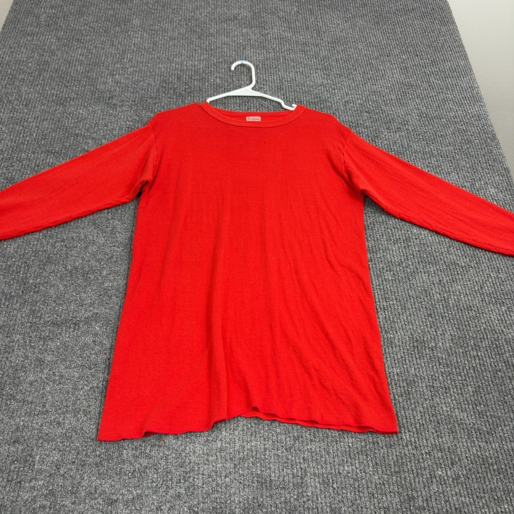 Vintage Duofold T Shirt Men M Red Two Layer Fabric Long Sleeve Thermal Style 419